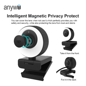Anywii Wholesale 1080p 60fps Caméra Web CMOS Full HD sans pilote avec anneau lumineux et fonction d'éclairage d'appoint et microphone intégré - Product Image 4