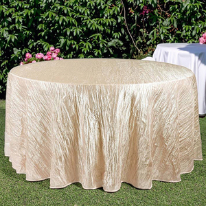 Navy Blue Jacquard Custom Table Cloth Round Cotton Embroidery Polyester Crinkle Taffeta for Weddings and Parties - Product Image 1