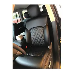 Volle set einzigartige schwarz grid diamant design original faser leder custom car sitzbezüge für Nissan patrol Y62 sitzbezüge