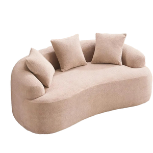 Juego de Sofás Modulares de Terciopelo de Lujo, Dos Plazas, Forma Ovalada Curva, Estilo Moderno Minimalista, Muebles Personalizables para Apartamento - Product Image 1