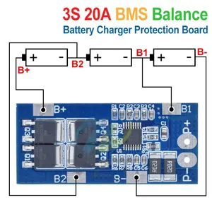 3S 20A 18650锂离子锂电池充电器保护板10.8V 11.1V 12V 12.6v电动15A Lipo BMS印刷电路板PCM带平衡