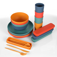 Ensembles de vaisselle en paille de blé Couverts en paille de blé Assiettes Tasses et bols Ensembles pour 6 personnes