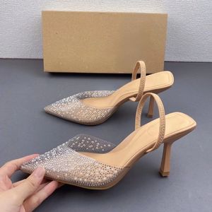 Tacones di design unici <span class=keywords><strong>scarpe</strong></span> eleganti <span class=keywords><strong>scarpe</strong></span> con borchie trasparenti di media altezza sandali da <span class=keywords><strong>donna</strong></span> tacchi - Product Image 2