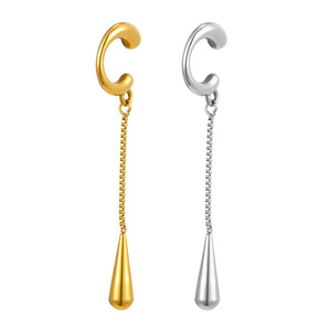 Boucles <span class=keywords><strong>d</strong></span>'oreilles pendantes géométriques tendance en acier inoxydable plaqué or, sans perçage, pour femmes - Product Image 5