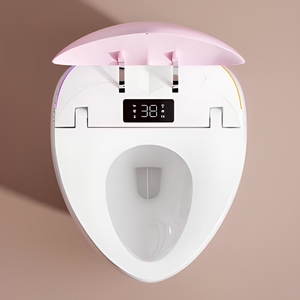 Nouvelle arrivée, WC intelligent en céramique rose en forme <span class=keywords><strong>de</strong></span> cœur, à poser au sol, avec siège automatique et siphon en S - Product Image 3