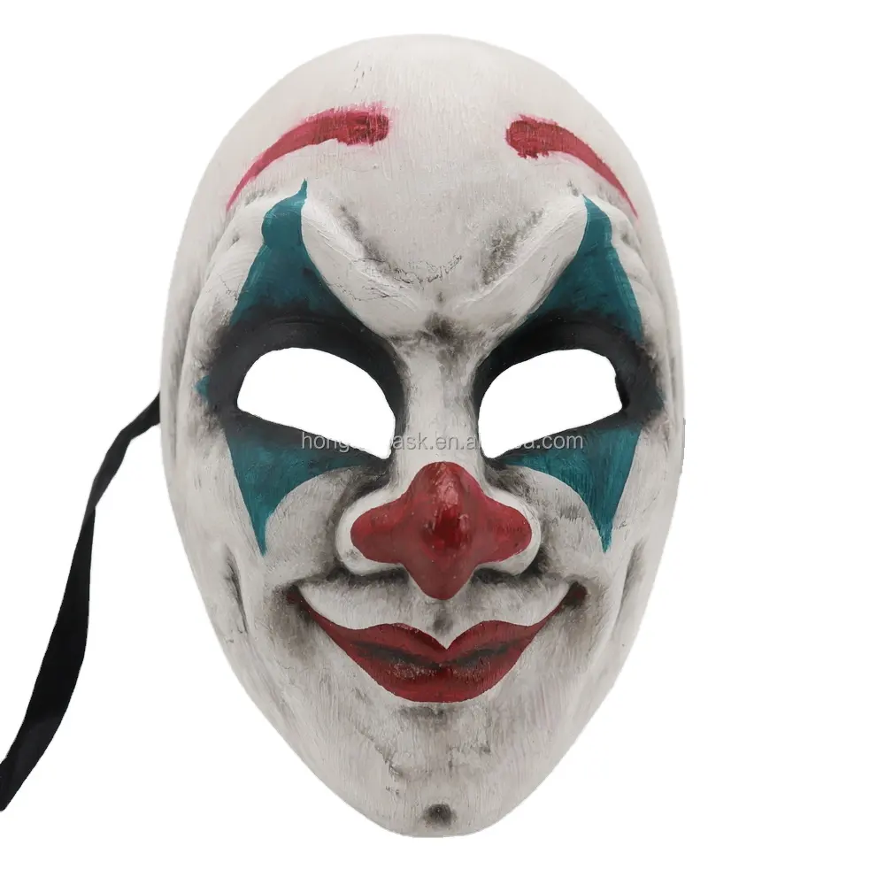 Máscara de Halloween de plástico artesanal Halloween estilo trágico e cômico máscara de festa caveira de plástico de alta qualidade máscara de terror louco assustador