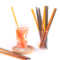 Accessoires de bar écologiques réutilisables, pailles à boire semi-transparentes en plastique rigide