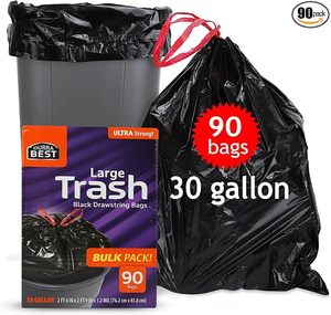 Bolsa de Basura Desechable de LDPE con Cierre de Lazo para Uso Doméstico, Bolsa de Plástico Negra de 30-33 Galones para Cocina y Jardín - Product Image 3