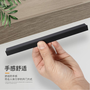 Modern Minimalist Bar Handles Gold <b>Black</b> Aluminum Alloy Wardrobe Cabinet <b>Door</b> Drawer Pulls Durable Design - Product Image 2