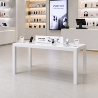 Présentoir de Comptoir Mobile pour Téléphones Portables en Bois/Métal Pré-assemblé Robuste avec Éclairage LED et Vitrine de Sécurité pour Supermarché