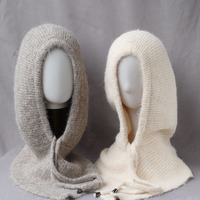 Nouveau chapeau de cagoule pour femmes de couleur unie à la mode mignon tricoté hiver pull cou couverture une pièce Polyester cagoule masque facial