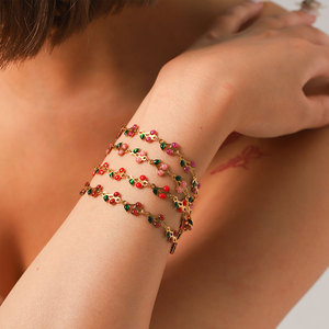 กำไลข้อมือและสร้อยข้อเท้าเชอร์รี่สำหรับผู้หญิงสร้อยข้อมือสแตนเลส316L หรูหราทำจากทองคำ14K 18K - Product Image 4