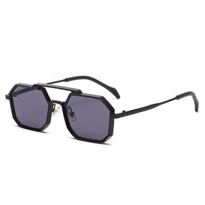 QSKY nouveau design bas prix rétro petite monture carrée polygonale double faisceau pare-<span class=keywords><strong>soleil</strong></span> personnalisé métal logo steampunk lunettes de <span class=keywords><strong>soleil</strong></span> - Product Image 3