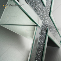 Table Console de Salon en Gros avec Miroir, Tables Consoles Modernes en Cristal Écrasé Effet Diamant