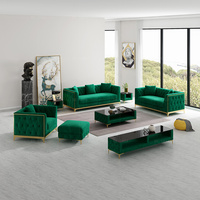 Ensembles de canapé en tissu de velours de salon confortable nordique modernistes Multi couleur boucle de traction complète jambe de Base en or complète 1 + 2 + 3 canapé