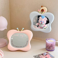 Miroir de maquillage portable de haute qualité, miroir de bureau mignon avec nœud pour étudiants, dortoir, maison