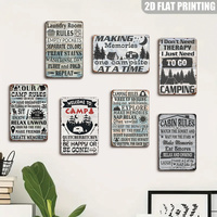 Letrero Metálico Retro Estilo Madera Envejecida con Tienda de Campaña: No Necesito Terapia, Solo Necesito Ir de Camping