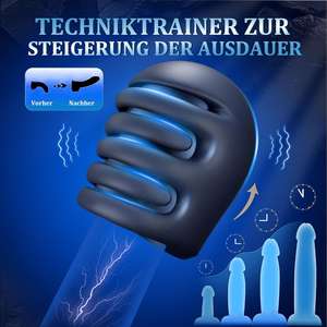 Set Vibratore Elettrico Professionale per Allenamento del Glande Maschile, 10 Modalità di Vibrazione, 100% Impermeabile IPX7, Masturbatore Tascabile Blu - Product Image 4