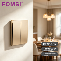Interrupteurs muraux électriques FOMSI, norme britannique, noir, blanc, or, gris, finition Skin-touch, sans bordure, 2 gangues, 1 voie, interrupteur d'éclairage