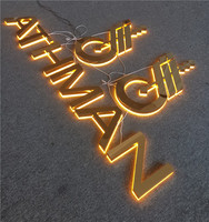 Enseigne lumineuse LED en acrylique doré effet miroir, lettres rétroéclairées 3D pour devanture de magasin