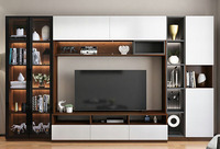 Meuble TV et Table Basse en Bois Personnalisables Nouveau Design 2,0 Mètres Meubles de Salon Modernes Noir Vente Chaude