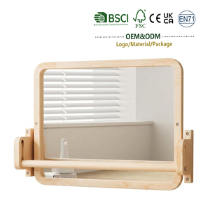 Jouets Montessori en bois, miroir <span class=keywords><strong>à</strong></span> tirer <span class=keywords><strong>pour</strong></span> <span class=keywords><strong>bébé</strong></span> avec barre réglable, miroir sensoriel <span class=keywords><strong>pour</strong></span> la découverte de soi des nourrissons, miroir <span class=keywords><strong>pour</strong></span> les tout-petits, apprentissage précoce - Product Image 1