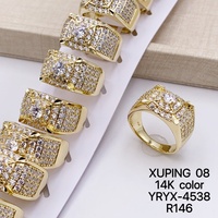 Bijoux Xuping pour femmes, anneaux vintage plaqués or 14 carats en cuivre avec CZ synthétique - Cadeau et bijoux de fête en gros