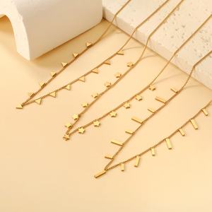 Joyería de Acero Inoxidable, Chapado en Oro de 18k, Collares de Moda con Colgante de Eslabones para Mujer, Venta al por Mayor, Colgantes Minimalistas para Collar - Product Image 1