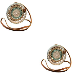 Lombok Heritage verde blanco degradado ratán bolsa tejida a mano elegante tradicional mimbre artesanías Gendit motivo Indonesia estilo Natural - Product Image 5