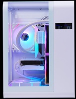 Boîtier PC panoramique avec affichage de la température et 5 emplacements pour ventilateurs pour boîtier d'ordinateur MATX ITX, cabinet de jeu