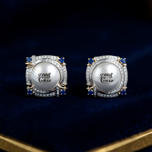 Orecchini a perno Great Gne con perle d'acqua dolce bicolore e diamanti taglio brillante rotondo, geometrici, di lusso, da donna, per tutti i giorni - Product Image 2