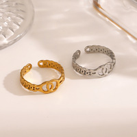 Cincin Baja Tahan Karat Model Garis Silang Sederhana Gaya Eropa dan Amerika untuk Wanita, Hip Hop Personal 18K Emas