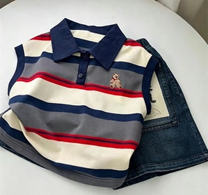 Ensemble décontracté pour garçon 2026 – Vêtements d'été tendance pour bébé, ensemble deux pièces sans manches pour enfants, style coréen, 100 % coton biologique doux - Product Image 5
