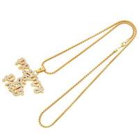 Collier Pendentif Lettre 'Pretty and Paid' Plaqué Or, Sertie de Strass, Style Hip Hop, en Alliage, pour Hommes et Femmes, Vente en Gros