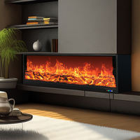 Cheminée électrique sans fumée avec écran LCD, luminosité réglable, design autoportant, thermostat réglable contrôlé par application, LED