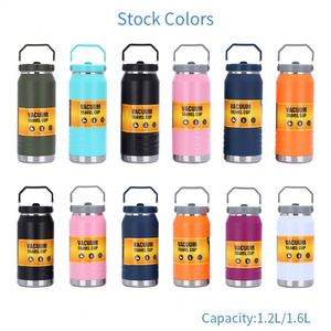 Custom 1200Ml 1.2L Stainless Steel Travel Car Thermos Large Capacity Handheld Sports Water <b>Bottle</b> Flask Ice Bucket With Handle - Product Image 2