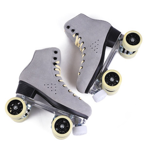 Giày trượt băng Đôi Xuyên biên giới mô hình thoáng khí màu xám nam và nữ có thể điều chỉnh Giày trượt con lăn phanh - Product Image 4