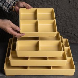 Nine Square Platter Melamine Hot <b>Pot</b> Tray Rectangle Solid Color Durable Non Mold Party Use - Product Image 2
