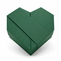 Boîte cadeau personnalisée en forme de cœur vert foncé, emballage mat uni pour bijoux, vente au détail, vente en gros, marques de cadeaux