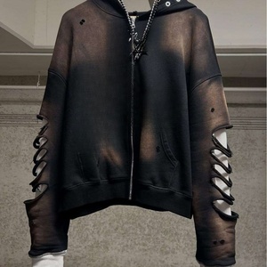 Sudadera con Capucha de Punto Cómodo de 430 g/m², de Buena Calidad, para Hombre, Corta, con Logotipo Personalizado, Doble Capa, Felpa Cepillada, Estampado Agrietado - Product Image 1