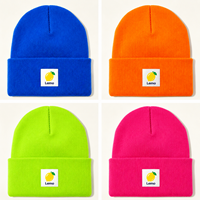 Casquette tricotée rayée style vêtement de travail, bord plié, 100 % acrylique, étiquette personnalisable, cadeaux d'entreprise