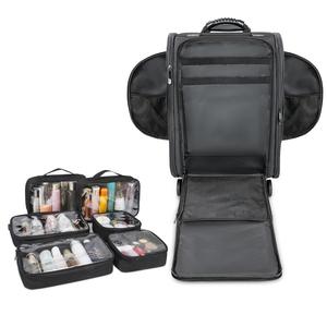 Maleta de Viaje con Ruedas de Tela Oxford Negra, Maleta con Patrón Geométrico, Maleta Plegable con Ruedas Giratorias, Maleta con Cierre - Product Image 5