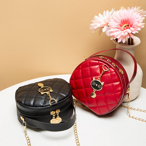 Luxury Vintage Retro Style Designer Mini Waterproof Portable Crossbody Sling Women Stylish Diamond Plaid PU Open Bag - Product Image 2