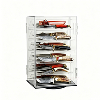 Vitrine rotative en acrylique pour couteaux, transparente, verrouillable, 6 niveaux, pour couteaux de collection