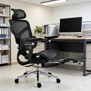 Chaise de bureau ergonomique en maille 5D avec accoudoirs, roulettes, dossier inclinable et réglable, et repose-pieds - Product Image 4