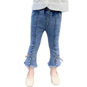 0-6 Y trẻ em Cô Gái 10 lựa chọn cotton quần trẻ mới biết đi và trẻ em mùa xuân mùa thu denim chuông đáy quần dài cho cô gái