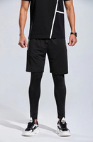 Ensemble de leggings de sport décontractés pour hommes, en toile non tissée, séchage rapide, respirant, avec cordon de serrage, shorts courts, service OEM