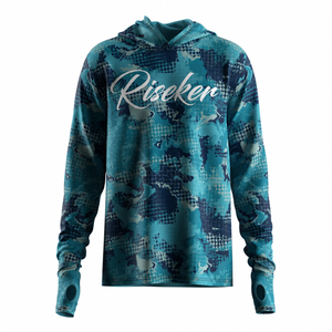 <span class=keywords><strong>Ropa</strong></span> de Pesca para Hombre, Personalizada, al por Mayor, con Protección UV, Sublimada, Color Verde Agua, con Capucha, Manga Larga y Aberturas para los Pulgares - Product Image 3