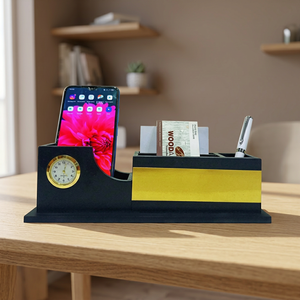 Modern Desk Organizer With Clock <b>Phone</b> Stand Pen Holder Card Slot Multifunction <b>Office</b> Gift - Product Image 1