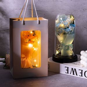 Hot Sale Soap Flowers Acrylic/Glass Cover Led for Valentine's Day Gift <b>Artificial</b> Soap Rose <b>Bouquet</b> in Glass Dome - Product Image 5